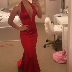 Sherri Hill Red Halter Dress
